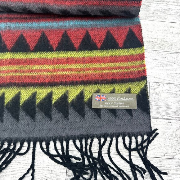 100% Cashmere Made in Scotland 11.5" x 63" Scarf (Blue Red, Black, Purple) - Picture 8 of 8